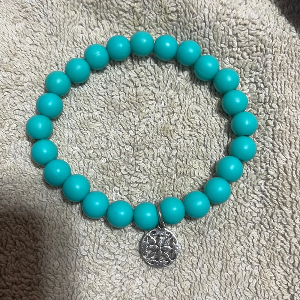 Collectors Teal & Silver  Rustic Cuff Silicone bracelet